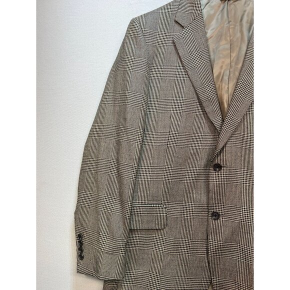 Jos. A. Bank Men's Silk 2 Button Sport Coat Long Sleeve Sz R41 Brown Plaid - Picture 8 of 13